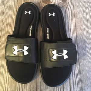 Under Armour black slide sandals